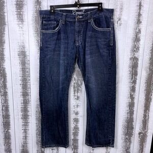 Royal Premium Jeans Men's 38x30 Thick Stitch Straight Leg Denim Dark‎ Wash